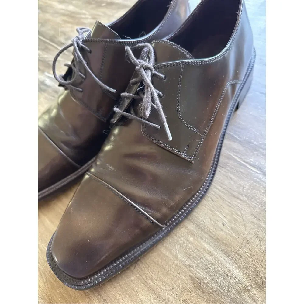 Bostonian Made Italy Brown Leather Cap Toe Oxford Dress Shoes Men's 13 29048